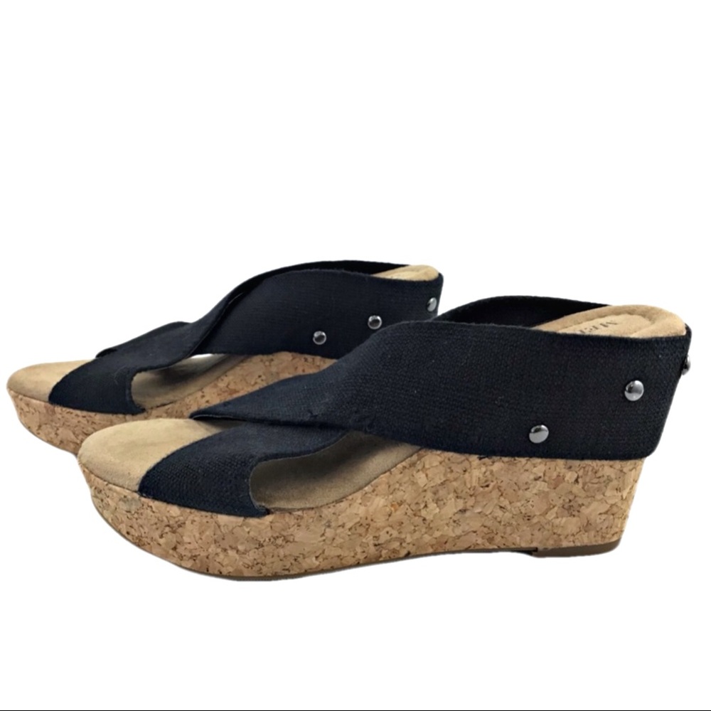 MERONA NADIA Black Cork Wedge Sandals